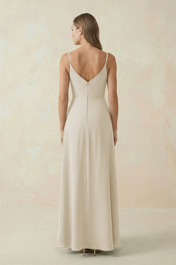 Cami Strap A - Line Chiffon Bridesmaid Dress in Dove Gray - SHE IS ME Bridesmaid Dresses