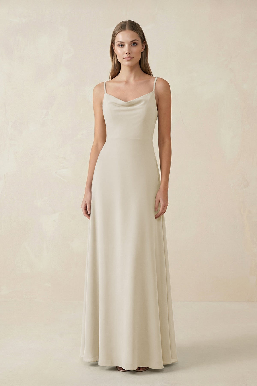Cami Strap A - Line Chiffon Bridesmaid Dress in Dove Gray - KISS BRIDAL Bridesmaid Dresses