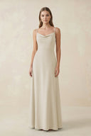 Cami Strap A - Line Chiffon Bridesmaid Dress in Dove Gray - SHE IS ME Bridesmaid Dresses