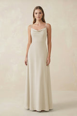 Cami Strap A - Line Chiffon Bridesmaid Dress in Dove Gray - KISS BRIDAL Bridesmaid Dresses