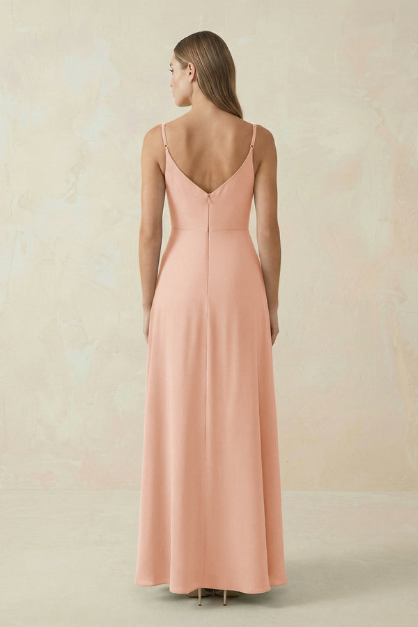 Cami Strap A - Line Chiffon Bridesmaid Dress in English Rose - SHE IS ME Bridesmaid Dresses