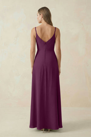 Cami Strap A - Line Chiffon Bridesmaid Dress in Fig - SHE IS ME Bridesmaid Dresses