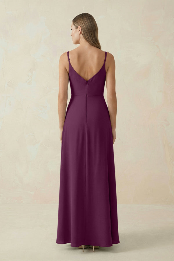 Cami Strap A - Line Chiffon Bridesmaid Dress in Fig - SHE IS ME Bridesmaid Dresses