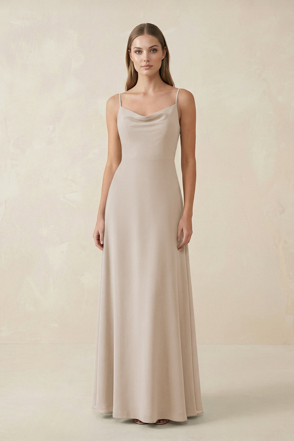 Cami Strap A - Line Chiffon Bridesmaid Dress in Frost - KISS BRIDAL Bridesmaid Dresses