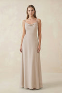 Cami Strap A - Line Chiffon Bridesmaid Dress in Frost - SHE IS ME Bridesmaid Dresses