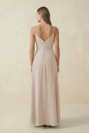 Cami Strap A - Line Chiffon Bridesmaid Dress in Frost - SHE IS ME Bridesmaid Dresses