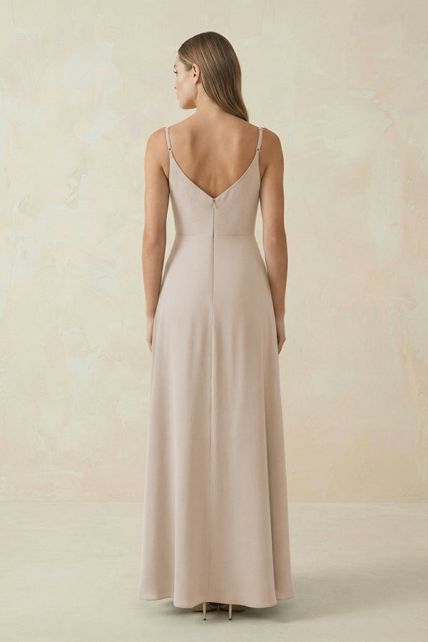 Cami Strap A - Line Chiffon Bridesmaid Dress in Frost - SHE IS ME Bridesmaid Dresses