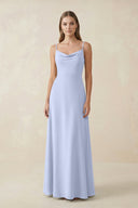 Cami Strap A - Line Chiffon Bridesmaid Dress in Ice - SHE IS ME Bridesmaid Dresses