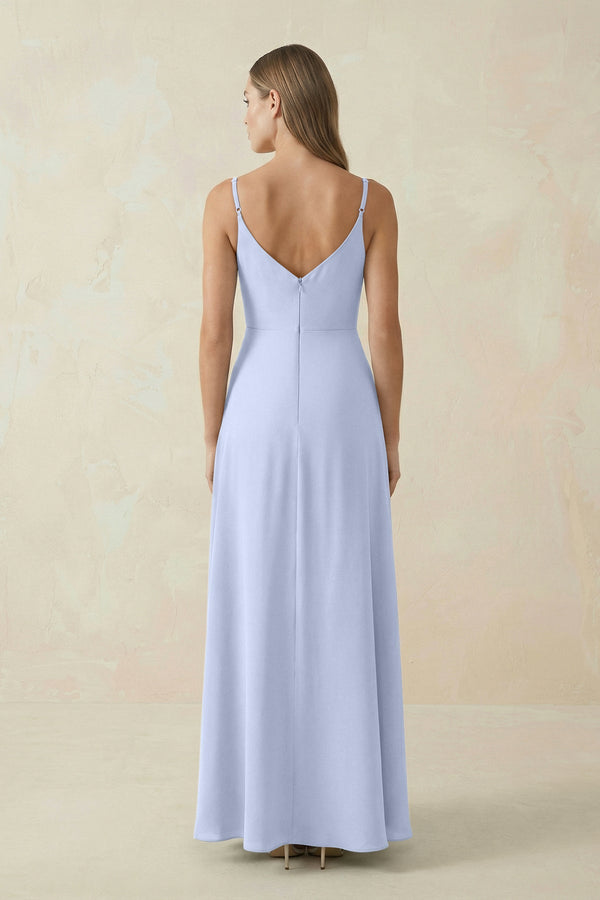 Cami Strap A - Line Chiffon Bridesmaid Dress in Ice - SHE IS ME Bridesmaid Dresses