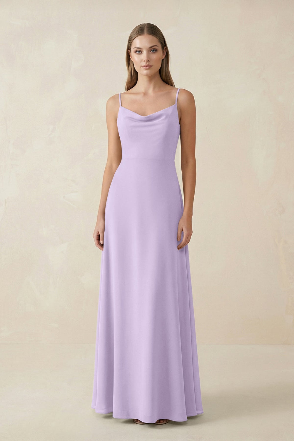 Cami Strap A - Line Chiffon Bridesmaid Dress in Lavender - KISS BRIDAL Bridesmaid Dresses