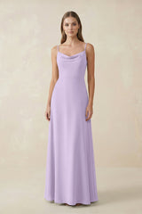 Cami Strap A - Line Chiffon Bridesmaid Dress in Lavender - KISS BRIDAL Bridesmaid Dresses