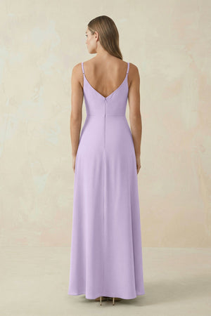 Cami Strap A - Line Chiffon Bridesmaid Dress in Lavender - SHE IS ME Bridesmaid Dresses