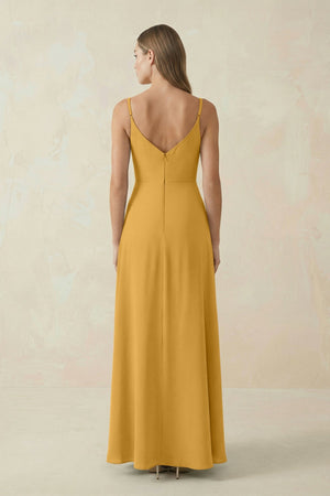 Cami Strap A - Line Chiffon Bridesmaid Dress in Marigold - SHE IS ME Bridesmaid Dresses