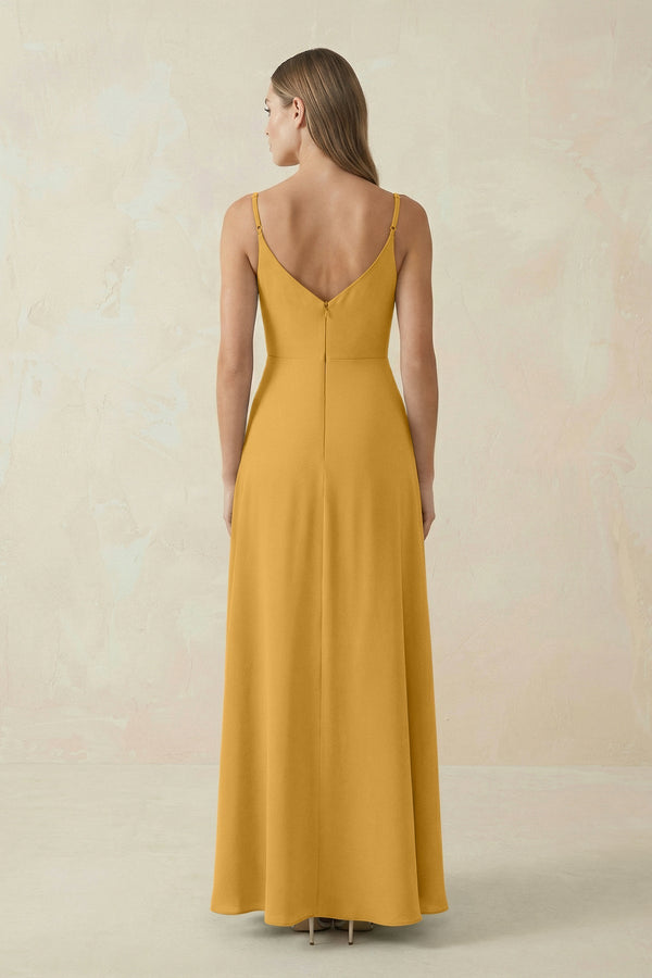 Cami Strap A - Line Chiffon Bridesmaid Dress in Marigold - SHE IS ME Bridesmaid Dresses