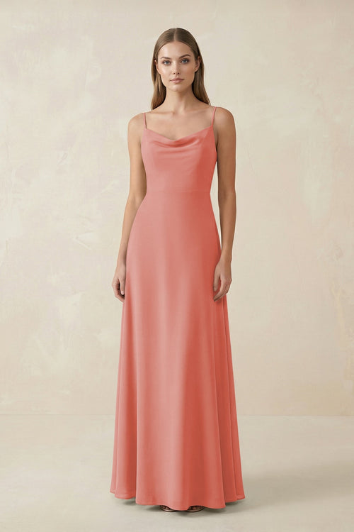 Cami Strap A - Line Chiffon Bridesmaid Dress in Mulberry - SHE IS ME Bridesmaid Dresses