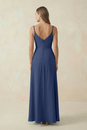Cami Strap A - Line Chiffon Bridesmaid Dress in Navy - SHE IS ME Bridesmaid Dresses