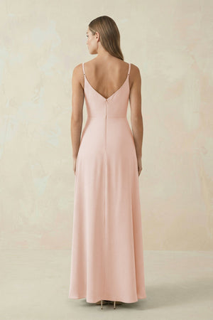 Cami Strap A - Line Chiffon Bridesmaid Dress in Pale Blush - SHE IS ME Bridesmaid Dresses