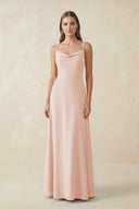 Cami Strap A - Line Chiffon Bridesmaid Dress in Pale Blush - SHE IS ME Bridesmaid Dresses