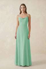 Cami Strap A - Line Chiffon Bridesmaid Dress in Pale Pistachio - KISS BRIDAL Bridesmaid Dresses
