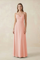 Cami Strap A - Line Chiffon Bridesmaid Dress in Rose Petal - SHE IS ME Bridesmaid Dresses