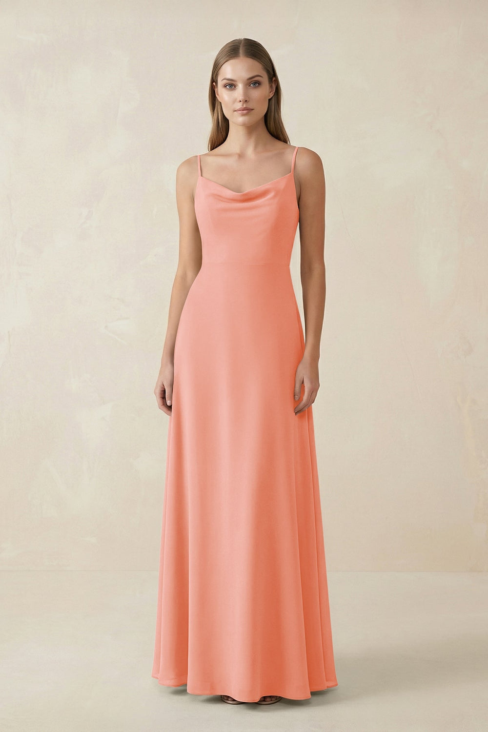 Cami Strap A - Line Chiffon Bridesmaid Dress in Rosette - KISS BRIDAL Bridesmaid Dresses