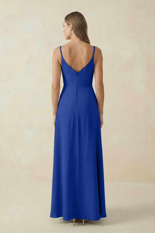 Cami Strap A - Line Chiffon Bridesmaid Dress in Royal Blue - SHE IS ME Bridesmaid Dresses