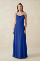 Cami Strap A - Line Chiffon Bridesmaid Dress in Royal Blue - KISS BRIDAL Bridesmaid Dresses