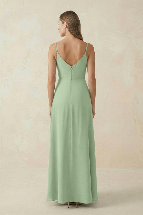Cami Strap A - Line Chiffon Bridesmaid Dress in Sage - SHE IS ME Bridesmaid Dresses