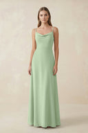 Cami Strap A - Line Chiffon Bridesmaid Dress in Sage - SHE IS ME Bridesmaid Dresses