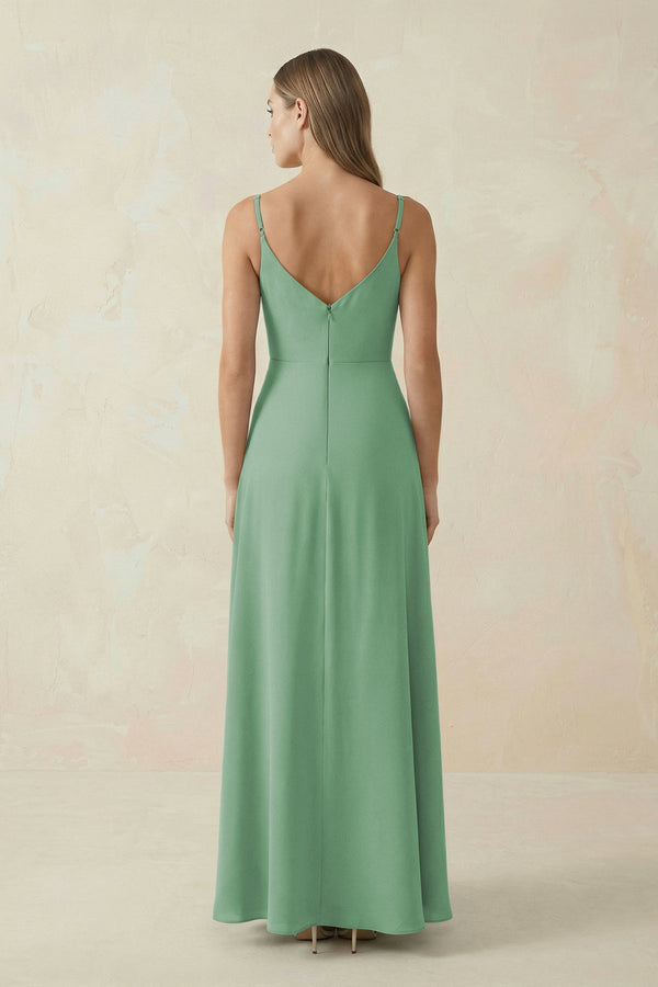 Cami Strap A - Line Chiffon Bridesmaid Dress in Sea Glass - SHE IS ME Bridesmaid Dresses