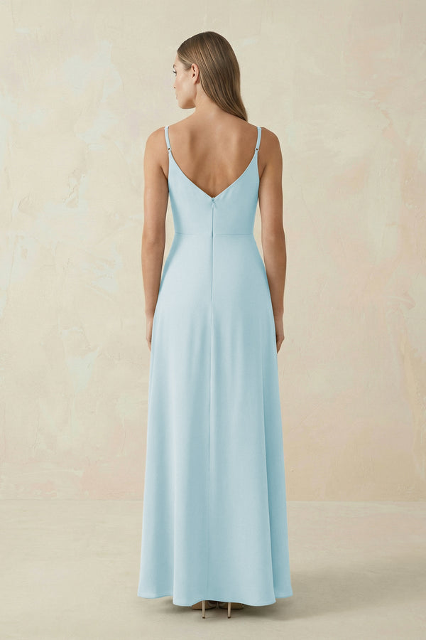 Cami Strap A - Line Chiffon Bridesmaid Dress in Sky Blue - SHE IS ME Bridesmaid Dresses