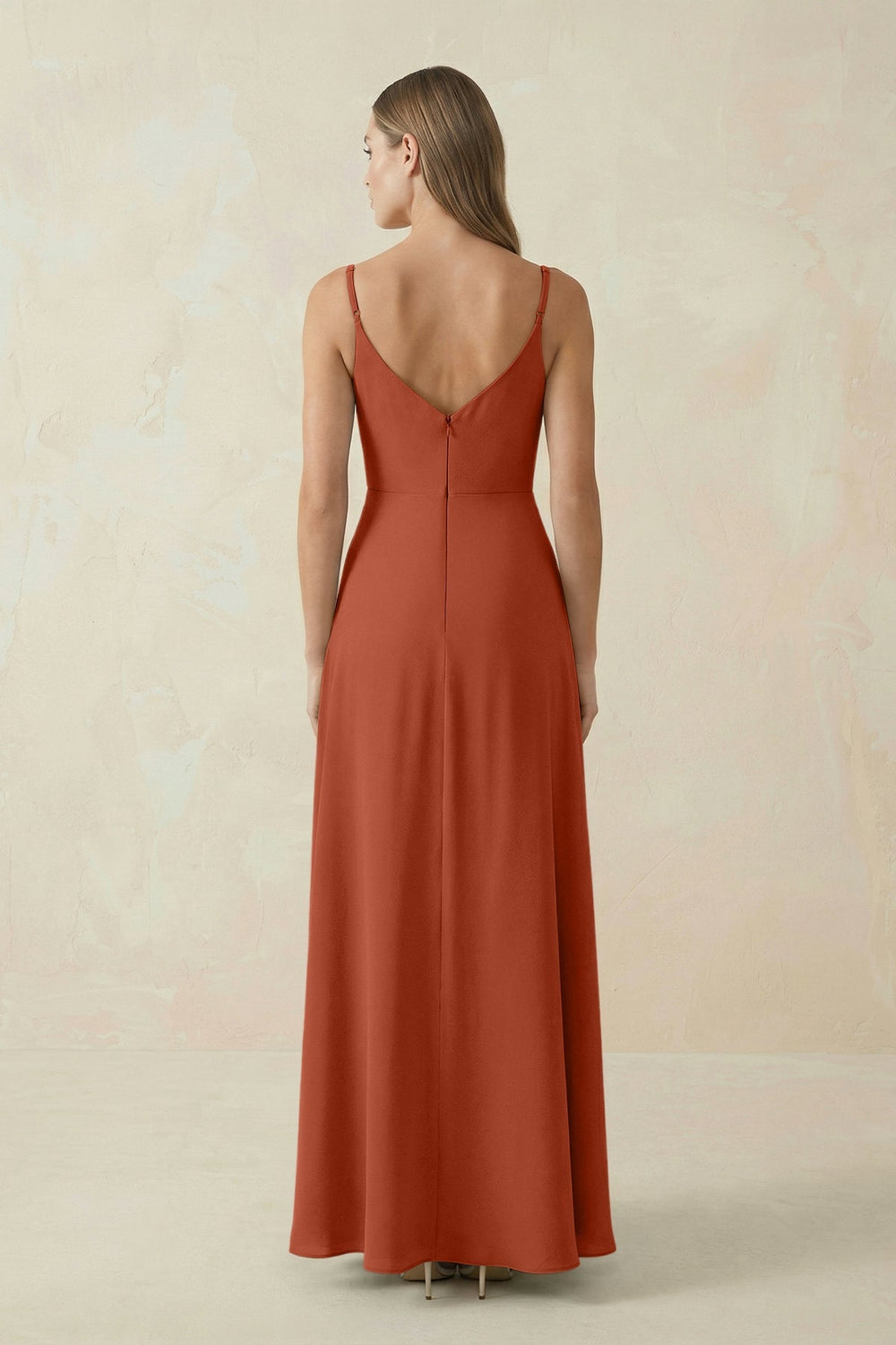 Cami Strap A - Line Chiffon Bridesmaid Dress in Spice - KISS BRIDAL Bridesmaid Dresses