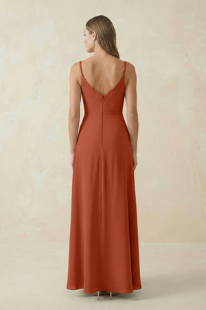 Cami Strap A - Line Chiffon Bridesmaid Dress in Spice - SHE IS ME Bridesmaid Dresses
