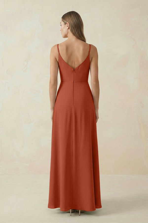Cami Strap A - Line Chiffon Bridesmaid Dress in Spice - SHE IS ME Bridesmaid Dresses
