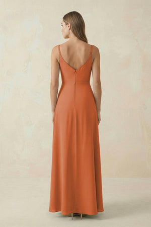 Cami Strap A - Line Chiffon Bridesmaid Dress in Terracotta - SHE IS ME Bridesmaid Dresses