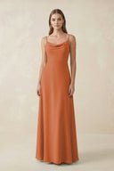 Cami Strap A - Line Chiffon Bridesmaid Dress in Terracotta - SHE IS ME Bridesmaid Dresses