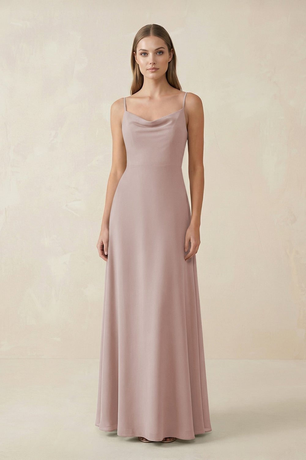 Cami Strap A - Line Chiffon Bridesmaid Dress in Toffee - KISS BRIDAL Bridesmaid Dresses