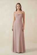 Cami Strap A-Line Chiffon Bridesmaid Dress in Toffee | KISSBRIDAL