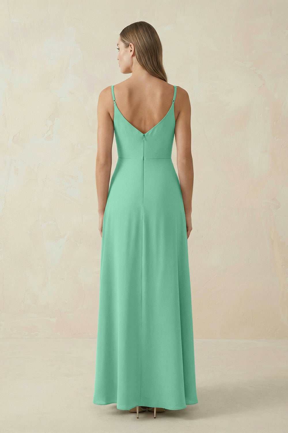 Cami Strap A - Line Chiffon Bridesmaid Dress in Turquoise - KISS BRIDAL Bridesmaid Dresses