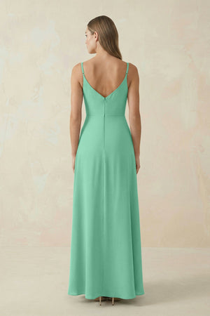 Cami Strap A - Line Chiffon Bridesmaid Dress in Turquoise - SHE IS ME Bridesmaid Dresses