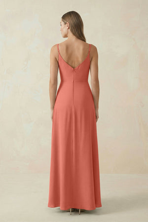 Cami Strap A - Line Chiffon Bridesmaid Dress in Wild Rose - SHE IS ME Bridesmaid Dresses