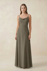 Cami Strap A - Line Chiffon Bridesmaid Dress in Willow Green - KISS BRIDAL Bridesmaid Dresses