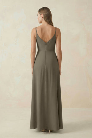 Cami Strap A - Line Chiffon Bridesmaid Dress in Willow Green - SHE IS ME Bridesmaid Dresses