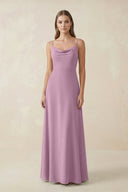 Cami Strap A - Line Chiffon Bridesmaid Dress in Wisteria - SHE IS ME Bridesmaid Dresses