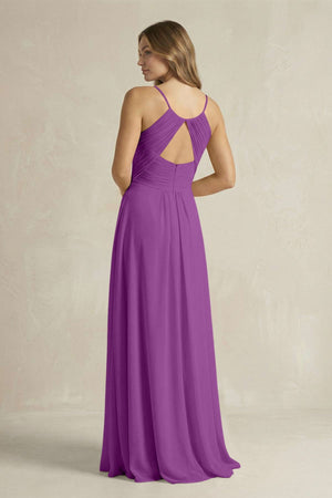 Cami Strap A - Line Chiffon Pleated Bridesmaid Dress in Amethyst - SHE IS ME Bridesmaid Dresses