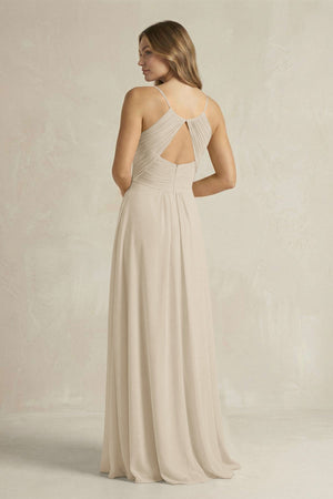 Cami Strap A - Line Chiffon Pleated Bridesmaid Dress in Champagne - SHE IS ME Bridesmaid Dresses