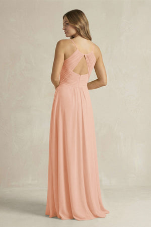 Cami Strap A - Line Chiffon Pleated Bridesmaid Dress in English Rose - SHE IS ME Bridesmaid Dresses