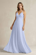 Cami Strap A - Line Chiffon Pleated Bridesmaid Dress in Ice - SHE IS ME Bridesmaid Dresses