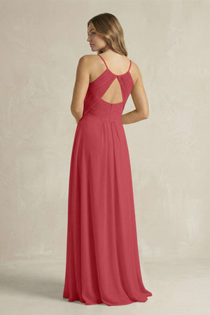 Cami Strap A - Line Chiffon Pleated Bridesmaid Dress in Merlot - SHE IS ME Bridesmaid Dresses
