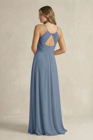 Cami Strap A - Line Chiffon Pleated Bridesmaid Dress in Neptune - SHE IS ME Bridesmaid Dresses